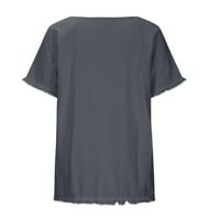 Olyvenn Smanjene žene Midi tuničke bluze košulje pamučne platnene vrhove ljetni trendi resek kratkih