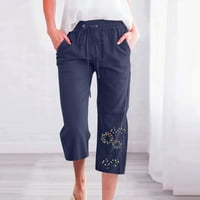 Daqian ženske hlače odobrenje moći ženske ležerne tiskane elastične hlače ravno široke pantalone za