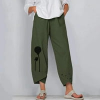 Dabuliu Ženske posteljine pantalone Ležerne prilike labave elastične široke nogu sa džepovima Toku moć