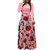 Ljetne haljine za ženske haljine za Ninag Prodaja modnih žena s dugim rukavima cvjetni print dugačak