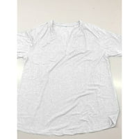 Ženske plus veličine vrhovi V rect T-majice Bluze Casual Soft Flowy Tunic Majica od pune boje za žene White 4XL