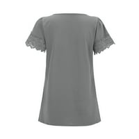 Ljetna modna siva košulja i majica Žene Ljeto Ženska bluza Pamučna čipka SPLICINC Square Squirts za