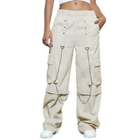 Radne pantalone za žene Terrozne hlače Žena Visoki struk patentni struk Slim nacrtajući struk sa džepovima