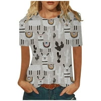 Yubatuo ženski vrhovi ženskih modnih casual udobnih ispisanih bluza s kratkim rukavima O-izrez za žene