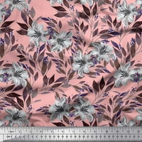 Soimoi ružičasta pamučna pamučna tkanina od listova i ljiljan cvjetni tiskani tkaninski dvorište širom