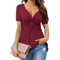 Bluze za žene zazor $ ženska povremena majica s kratkim rukavima s kratkim rukavima TOP WINE XXXL