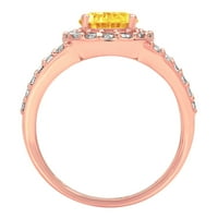 2. CT sjajan ovalni rez Clear Simulirani dijamant 18k Rose Gold Halo Pasijans sa Accentima prsten sz