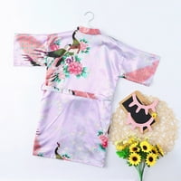 Little Girls Ogrtač za prodaju Toddler Baby Kids Girls Cvjetni print Silk Satin Kimono Robes Bathrobe
