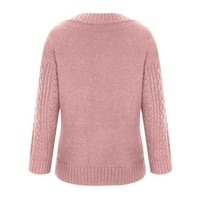 Homodles Ženski klasični džemperski čišćenje - plus veličina slobodne jedine džempere ženske ružičaste