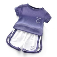 Ljetna djeca Djevojke za bebe Ležerne prilike kratkih rukava Ispis majica + kratke kostim