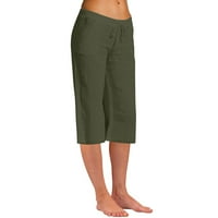 Pantalone za žene modne pune boje pamučne flasone elastične duge hlače plaže pantalone za slobodno vrijeme