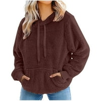 Tking Modne ženske kapuljače Ležerne prilike pulover Topli plišani kaput kaput sa čvrstim džepom labavog