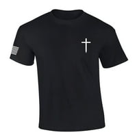 Muška kršćanska majica Faith Cross Crest American zastava majica za majicu Grafički tee-sport siva-xxl