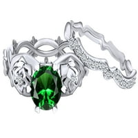 1. Okrugli oblik karata Simulirani smaragdni i prirodni dijamant cvjetni angažman prstenje 14K čvrsto