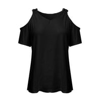 Ženska majica Grafička košulja Ljeto od ramena Top V bluza izreza Čvrsta boja TOP kratkih rukava Thirs