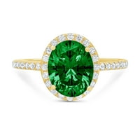 2.27ct ovalni rez zeleni simulirani smaragd 14k žuti zlatni angažman za angažman prsten veličine 8.5