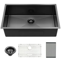 Lordear Ponude kuhinjskog sudopera Gunmetal Crnog nehrđajućeg čelika Duboka Jednostruka posuda Kuhinjski