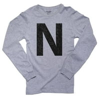Monogram - N - pismo u sivoj majici s dugim rukavima crne muške