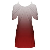 Ljetna ženska kratka haljina visoki struk Off-ramena ručna haljina kratkih rukava, vino, xxl