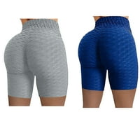 Žene naborane visokog struka Stretch Solid Color Fitness Yoga hlače Shorts Kompresijske kratke hlače