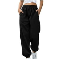 Xiuh baggy hlače ženske dno dugena joggers hlače vježbanje visokog struka joga salonske hlače sa džepovima lanene hlače crna xxl