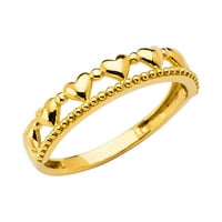 Čvrsta 14K zlatna okrugla kubična cirkonija žuta prstenast srca Veličina 11.5