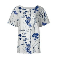 Royallovenove ženske košulje Ženske ljetne casual modne pamučne posteljine tiskane ženske majice kratkih