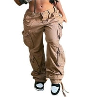 Yilvust ženske Y2K teretne hlače visoke struke ravne vrećice široke noge sa džepovima Vintage Streetwear