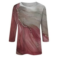 Cleance Womens Ljetni vrhovi rukava za bušenje dnevna bluza od tiskanih žena modni okrugli izrezni bluze, ružičasta, xxl