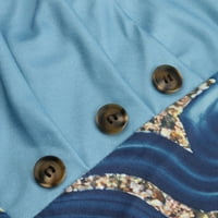 Zunfeo casual vrhovi za žene Trendy Patchwork dugih rukava s majicama Crewneck Comfy Falls Tops Clearence- Navy XL