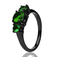 Smaragdni vjenčani prsten - Solitaire Wedding Ring - Black Solitaire prsten - zaručnički prsten, 5.5