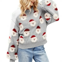 Božićni džemperi Slatki santa božićni džemper topli pleteni džemper za orez za žene dame dugi rukav džemper ružan božićni džemper za vrat Zimske božićne žene džempere modne
