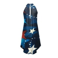 Luiyenes Dnevna haljina za neovisnost za žene zastava tiskane mini sunčeve haljine