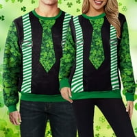 Ženski vrhovi Dugi rukav Unizori unsise St Patricks Dnevna majica Crewneck Duks novost 3D grafički džemper