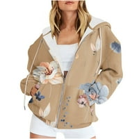 Naughtyhood ženske prevelike zip up dukseve duksevi padajuća odjeća tinejdžerka casual jakne za crtanje sa džepovima