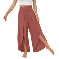 Široke pantalone za noge za žene visoke strukske rubne pantalone s rukavima Yoga hlače Hippie Boho Beach