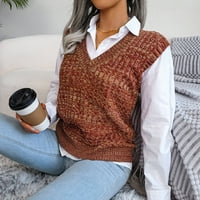 Ženski džemper Vest Ležerne prilike V-izrez Košulja sudara Boja rukava bez rukava za momen Tbkomh