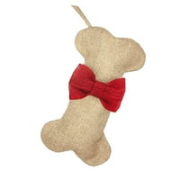 HunterMoon New Božićni čarapa Jute pas kost Riba Oblik Božićni ukras Božićna čarapa poklon torba