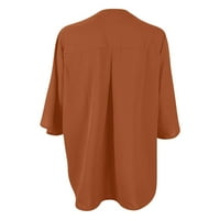 Ženski modni temperament putovati francuskim majicom s dugim rukavima V-izrez Top Orange XXXL
