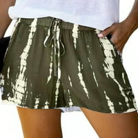 Uhndy Women Elastična struka Tipka tiskane kratke hlače Ležerne prilike Labave plaže Kratke vruće hlače