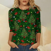 Odeerbi božićne košulje Ženska proljetna Božić tiskani Srednji rukav O-izrez Casual Tee vrhovi majica