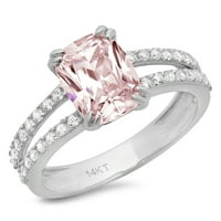 3.96ct jastuk za rezanje ružičaste simulirane dijamant 18k bijelo zlatne obljetnice za angažman prsten