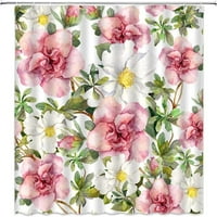 Bijeli ružičasti cvjetni tuš za tuširanje vintage cvjetni akvarel chic zeleni listovi romantični retro