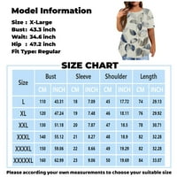 Plus veličine za žene Ljetni cvjetni print Tunic Spring Tops Crewneck Majica kratkih rukava Dressy Casual Bluza