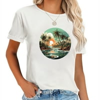 Palm Tree Sunshine Beach Summer Crtani Ženska grafička majica - Ležerne haljine kratkih rukava