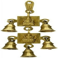 Exotic Indija RD Lord Ganesha & Lakshmi Zidni viseći zvona Ganesha mesing statue, zlato