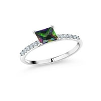 Gem Stone King 1. CT Zeleni mistik Topaz White stvorio je safir 10k bijeli zlatni prsten