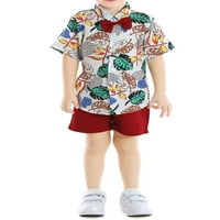 Xiaoluokaixin Toddler Boy s kratkim rukavima Rainforest košulja za kravata sa punom bojom kratkim hlačama