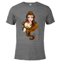 Disney Belle majica - pomiješana majica kratkih rukava za odrasle - prilagođeni grafitni snijeg Heather