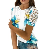 Leylayray Wenens Ljeto O-izrez vrhovi izdubljeni kratki rukav čipke casual labave ljetne bluze majica